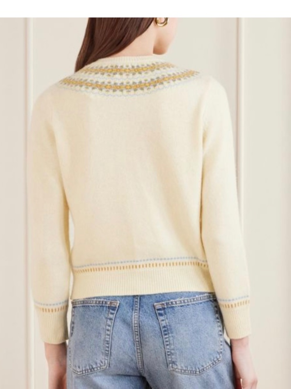 NWT DĂEN Olympe Cardigan S Gateau Annecy Fair Isle Wool Cashmere Ivory - Picture 4 of 13